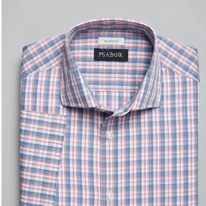 Jos. A. Bank Tailored Fit Plaid Short Sleeve Sport shirt   colour: coral